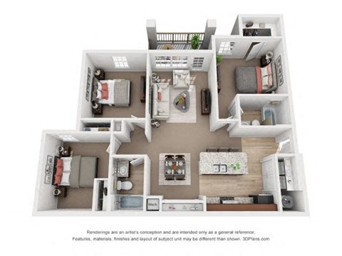 3 Bedroom Floor Plan at Ventura at Turtle Creek, Rockledge, 32955